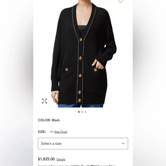 VERSACE New Black Cardigan Sweater - Picture 7 of 9